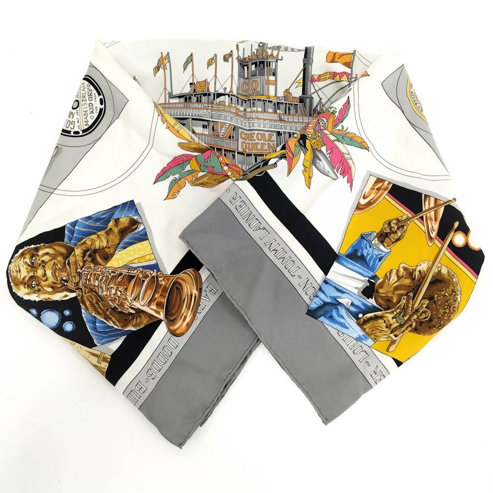 Hermes Large Scarf Carre 90 the Original New Orleans Creole Jazz Silk — view 2