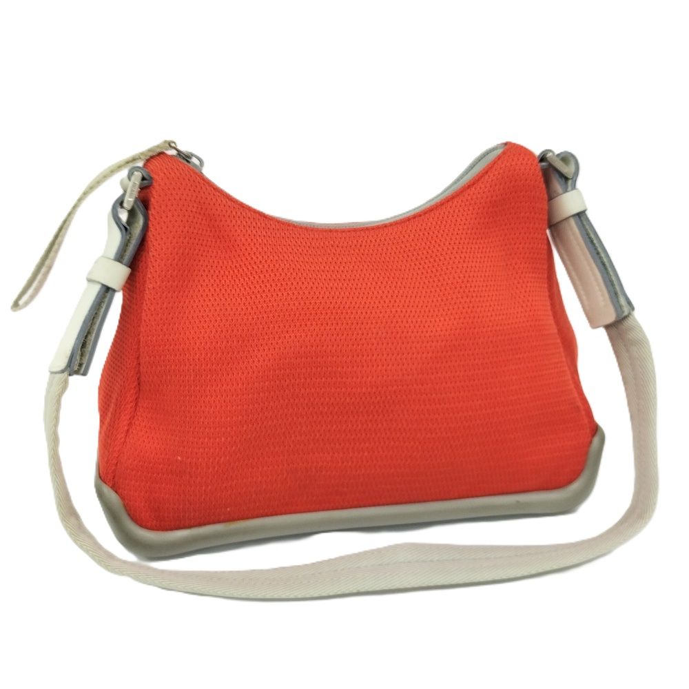 Prada Sports Shoulder Bag Mesh Cloth Rubber Orange