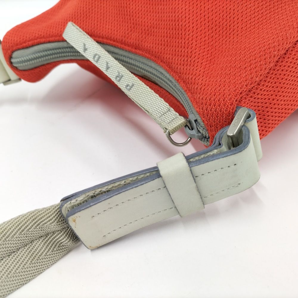 Prada Sports Shoulder Bag Mesh Cloth Rubber Orange — view 5