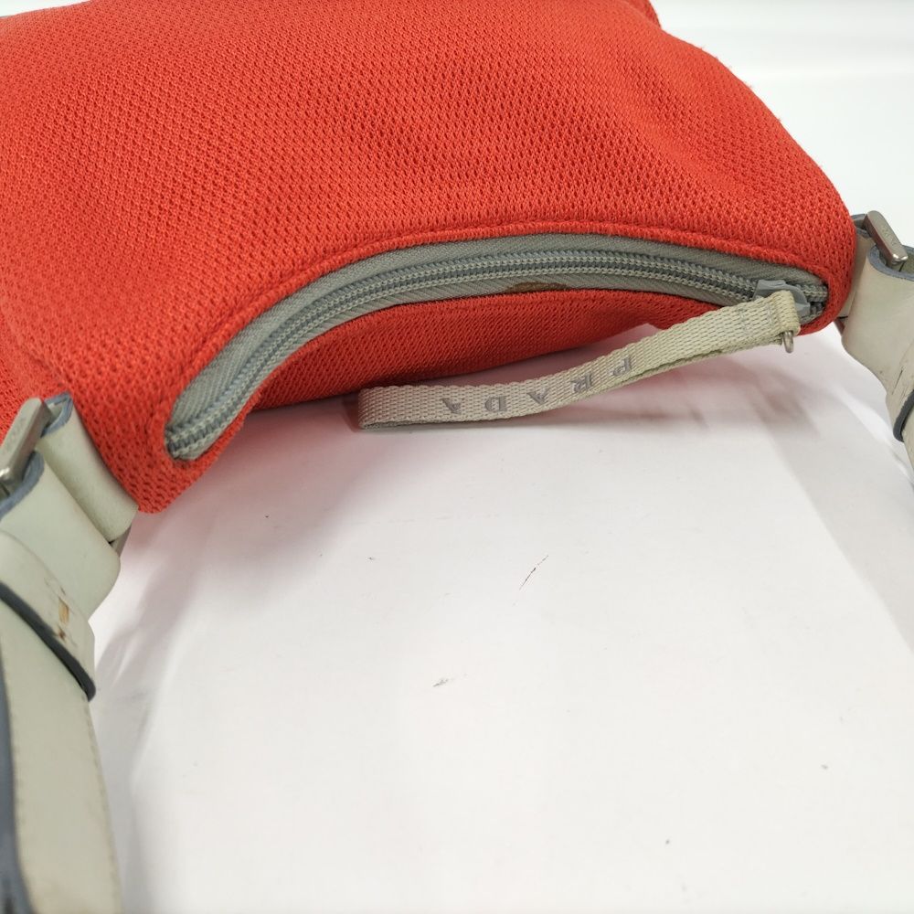 Prada Sports Shoulder Bag Mesh Cloth Rubber Orange — view 7