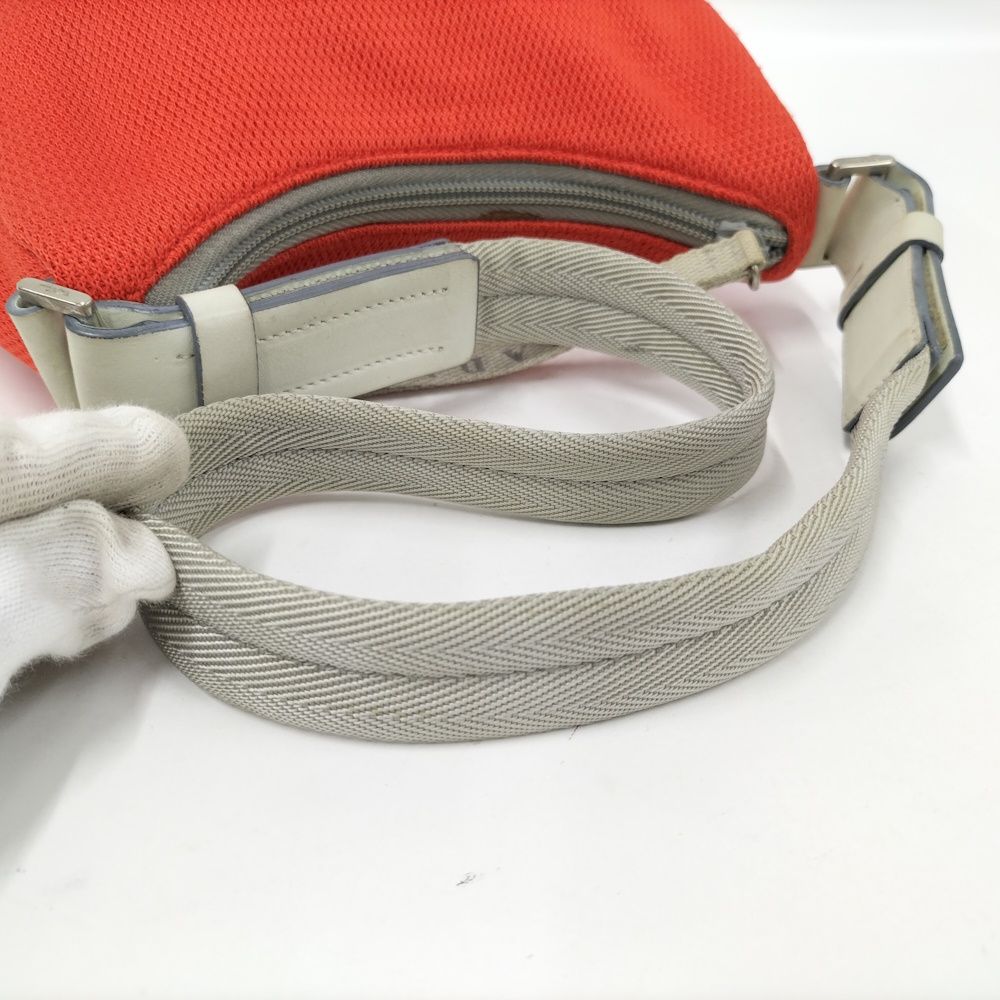 Prada Sports Shoulder Bag Mesh Cloth Rubber Orange — view 6