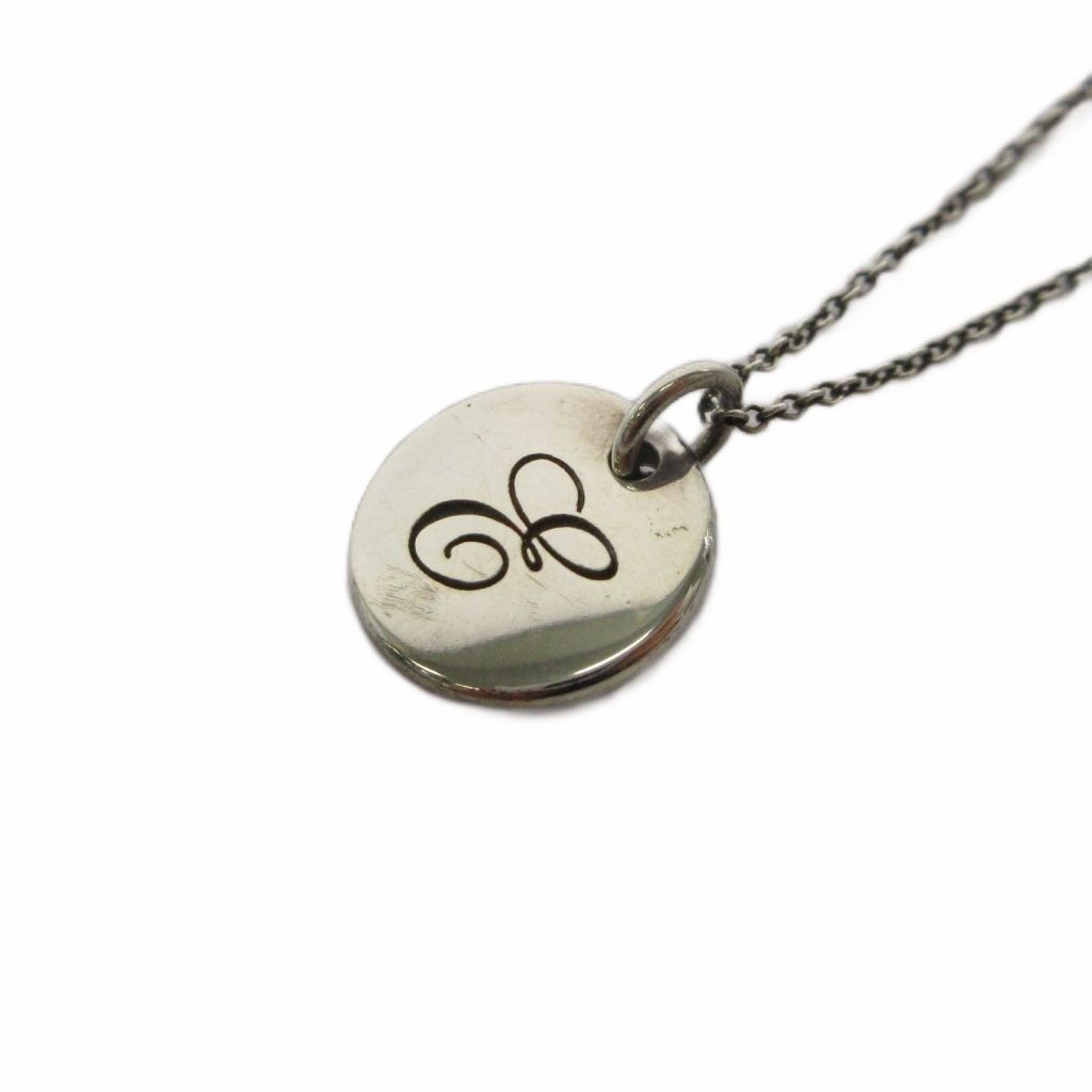 Tiffany & Co Notes Letter Disc Necklace Silver Colored
