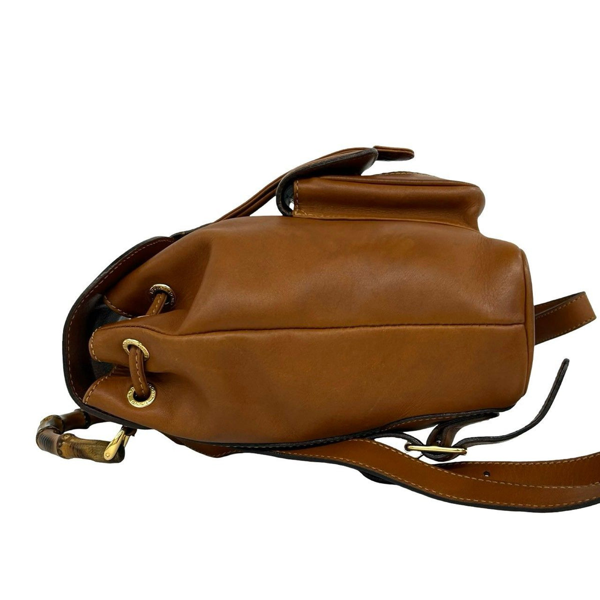 Gucci Vintage Sherry Line Bamboo Leather Backpack Brown — view 5