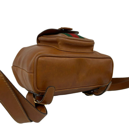 Gucci Vintage Sherry Line Bamboo Leather Backpack Brown — view 7