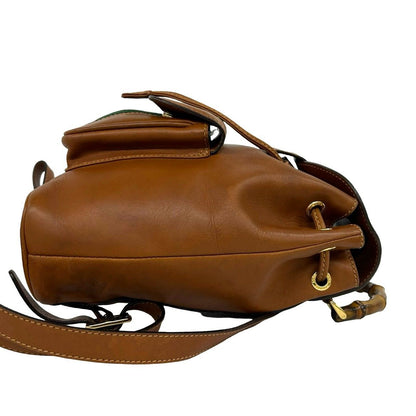 Gucci Vintage Sherry Line Bamboo Leather Backpack Brown — view 6