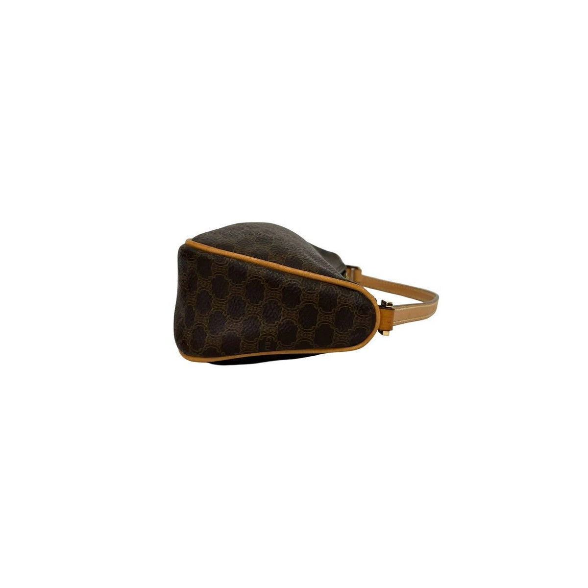 Celine Macadam Blason Triomphe Pattern Leather Mini Shoulder Bag Brown — view 6