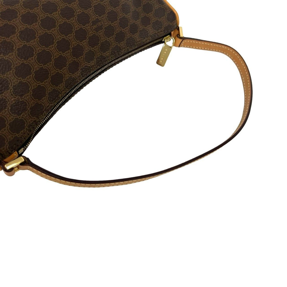 Celine Macadam Blason Triomphe Pattern Leather Mini Shoulder Bag Brown — view 4