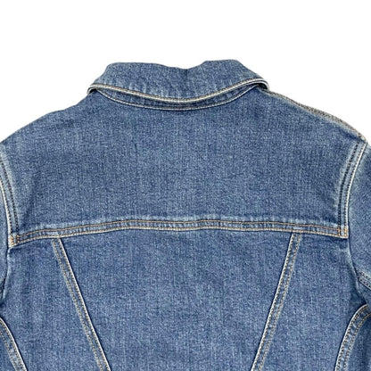 Louis Vuitton Denim Jacket Zip Up FF Monogram Logo Patch Blue Orange 40 — view 5
