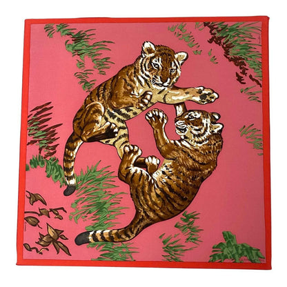 Hermes Silk Scarf les Tigreaux Gavroche Pink Tiger Cub Framed — view 2