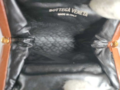 Bottega Veneta Coin Purse Intrecciato Brown Leather Kiss Lock Gold — view 8