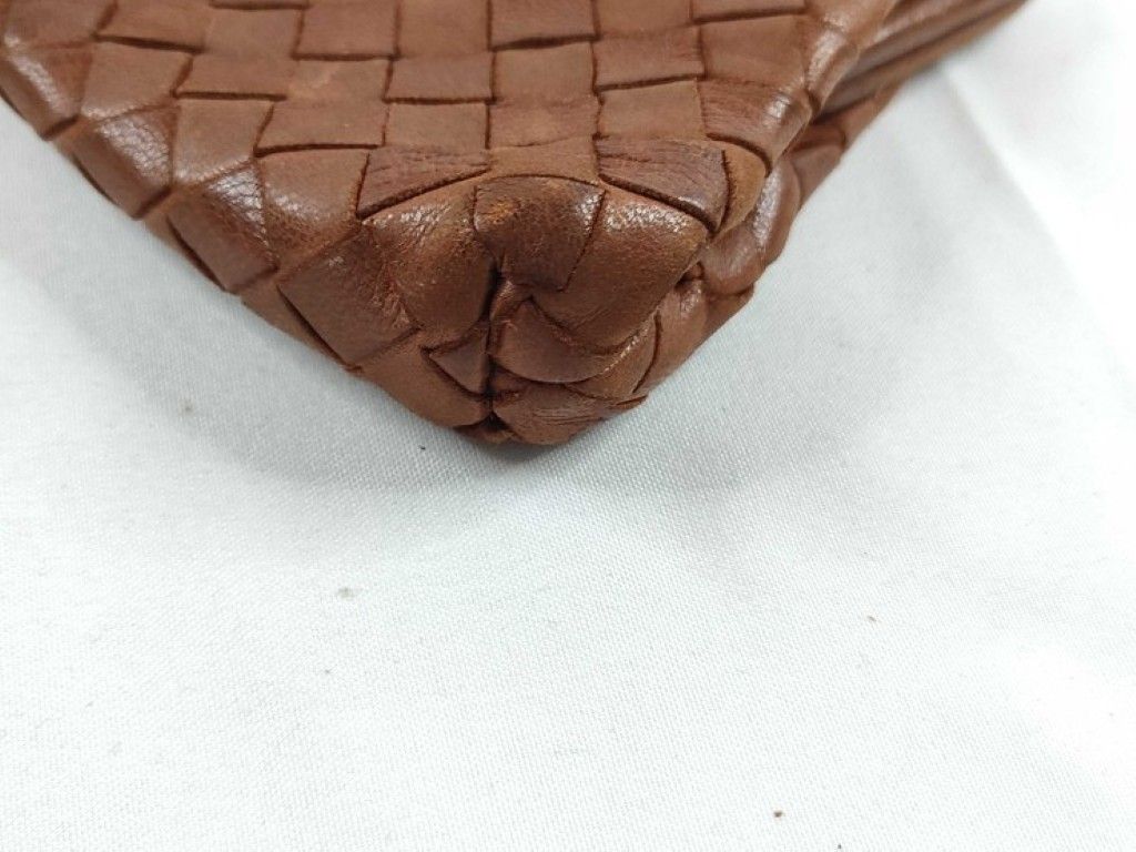 Bottega Veneta Coin Purse Intrecciato Brown Leather Kiss Lock Gold — view 3