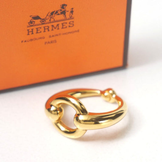 Hermes Vintage Scarf Ring Harness Horsebit Gold Colored