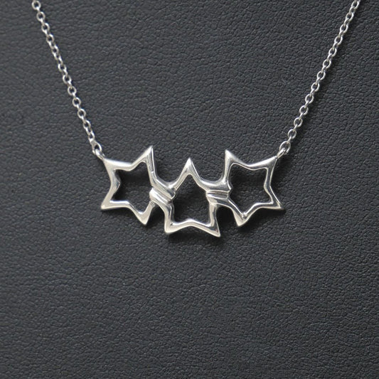 Tiffany & Co Vintage Necklace Triple Star 925 Sterling Silver