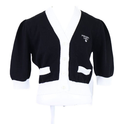 Prada Logo Embroidery Cropped Cardigan 42