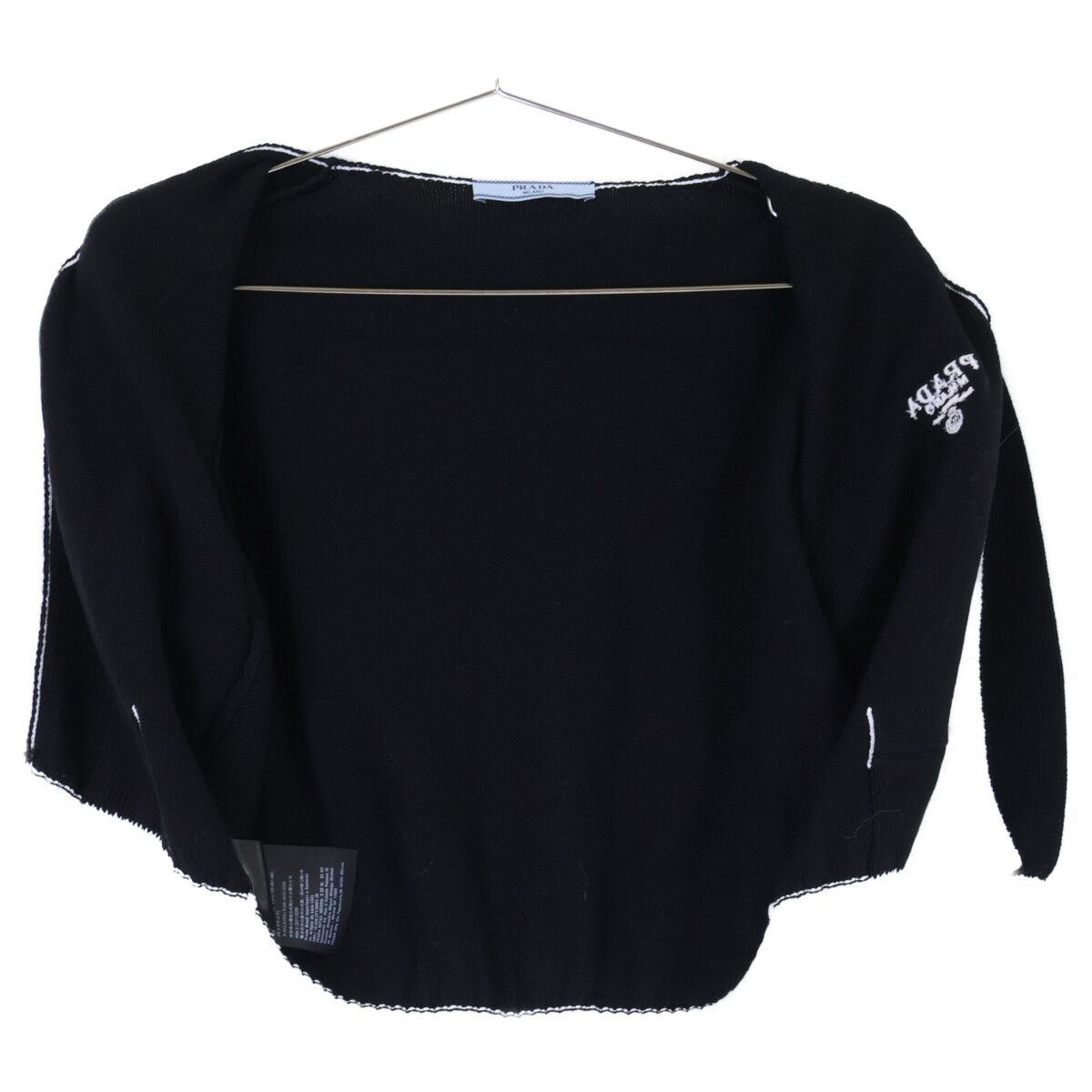 Prada Logo Embroidery Cropped Cardigan 42 — view 5