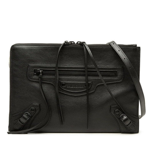 Balenciaga Neo Classic Clutch Shoulder Bag 2-Way Black Leather