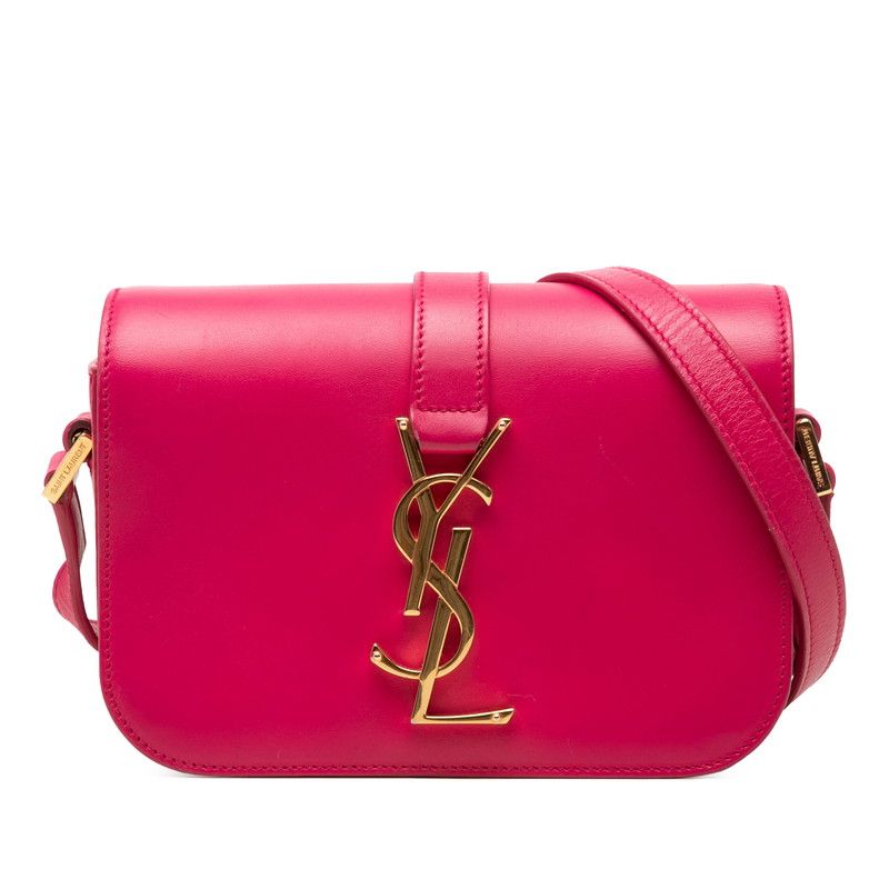 Saint Laurent Cassandra YSL Logo Crossbody Shoulder Bag Pink Gold Leather