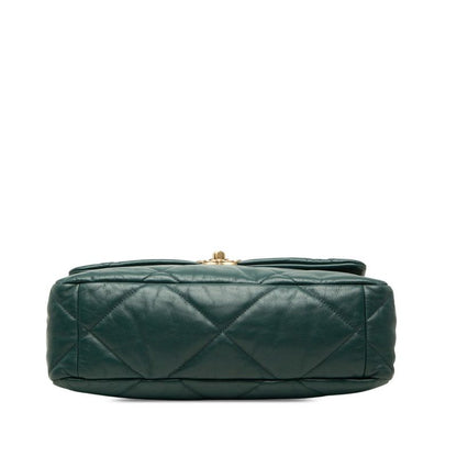 Chanel CC Logo Chanel 19 Dixneuf Quilted Chain Shoulder Bag Dark Green Gold — view 3