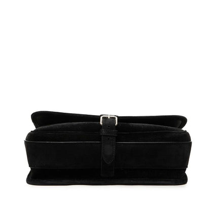 Saint Laurent YSL Logo Crossbody Shoulder Bag Black Velour Leather — view 3