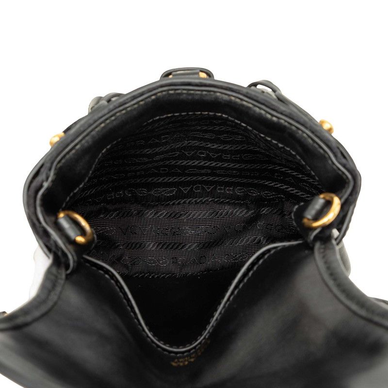 Prada Chain Shoulder Bag Black Gold Velour Leather — view 4