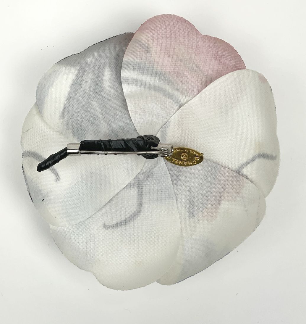 Chanel Camellia Corsage Flower Brooch Fabric White Multicolor — view 2