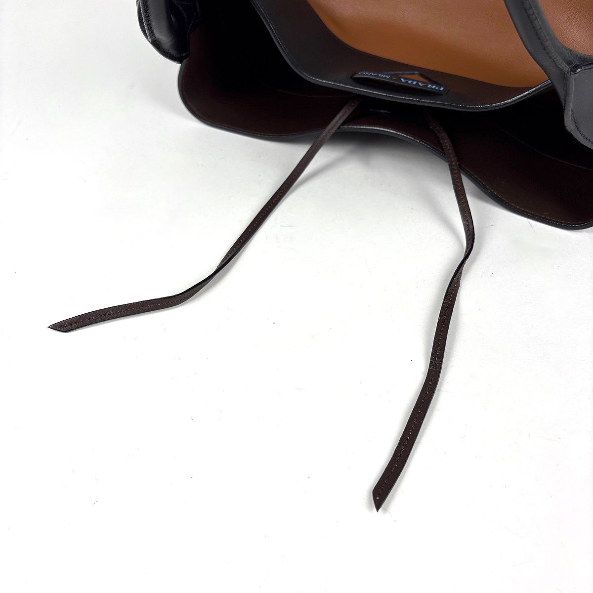 Prada Shoulder Bag Milan Leather Brown Black — view 6