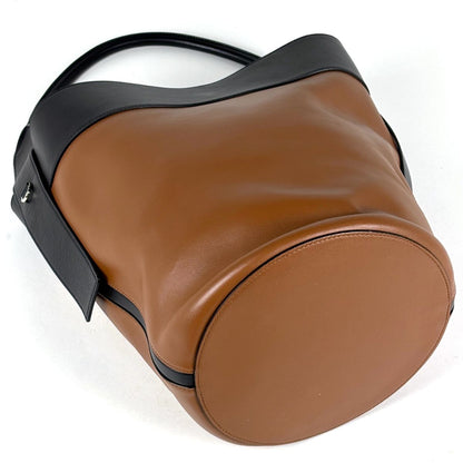 Prada Shoulder Bag Milan Leather Brown Black — view 2