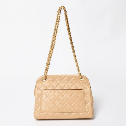 Chanel Quilted CC Logo Diana Flap Chain Shoulder Bag Beige Gold Lambskin — view 2