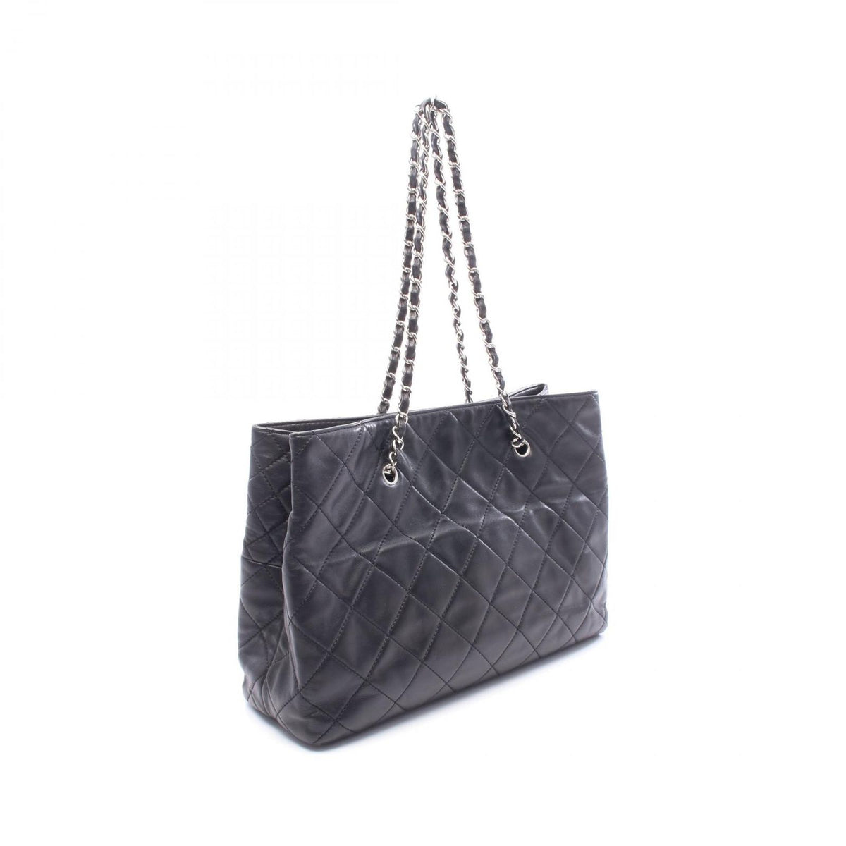 Chanel Tote Bag Quilted Black Lambskin Chain — view 2