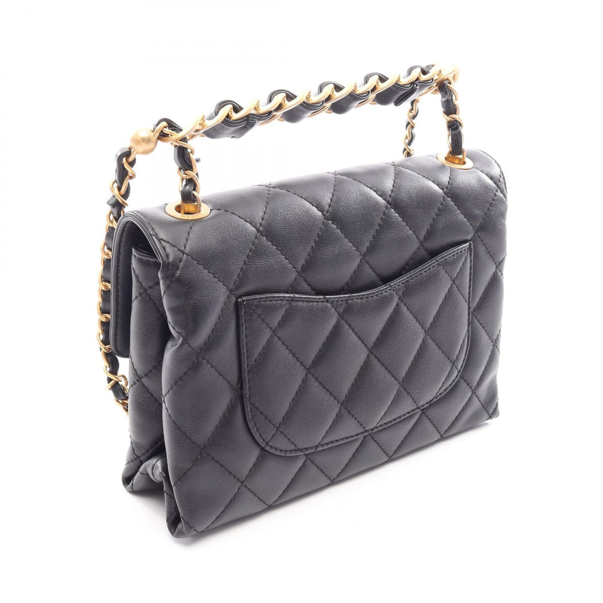 Chanel Shoulder Bag Quilted Small Flap Black Leather 2-Way Chain — view 2