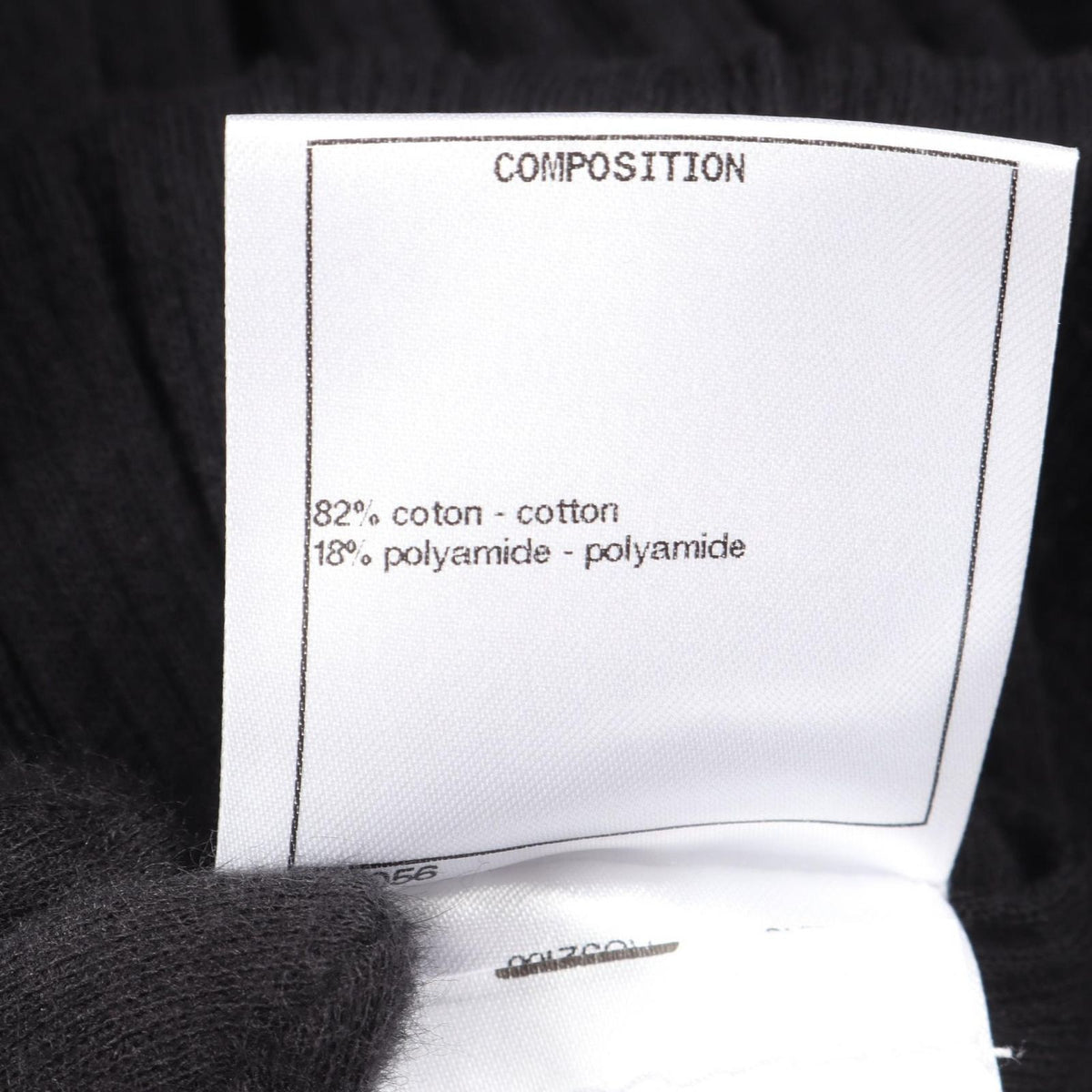 Chanel Blouse CC Logo Button Ruffle Knit Black Cotton Sweater — view 5