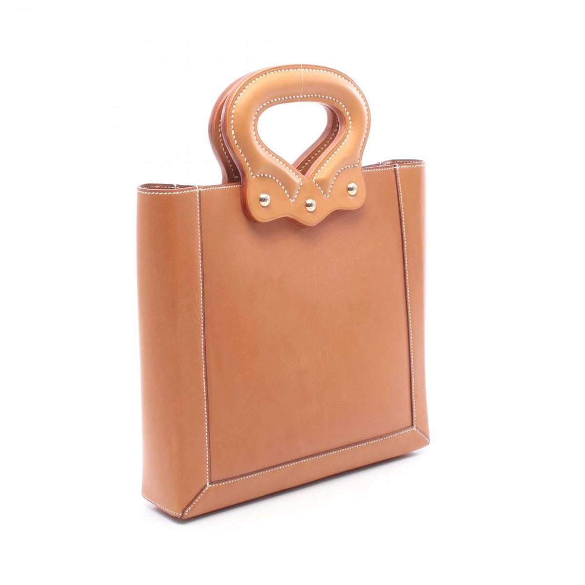 Hermes Handbag Vintage Handle Bag Natural Leather — view 2