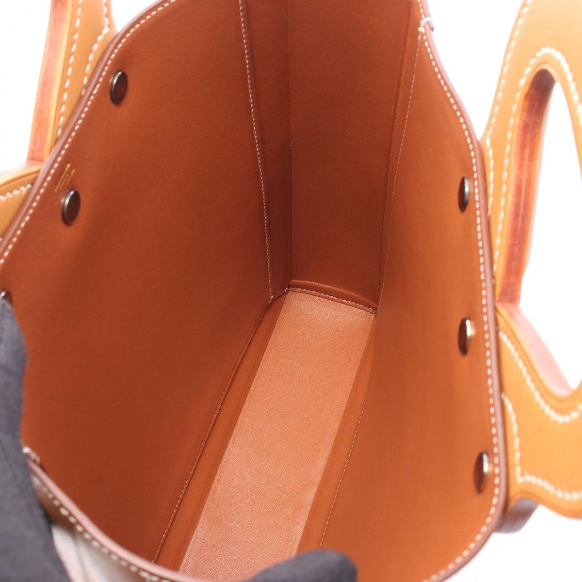 Hermes Handbag Vintage Handle Bag Natural Leather — view 3