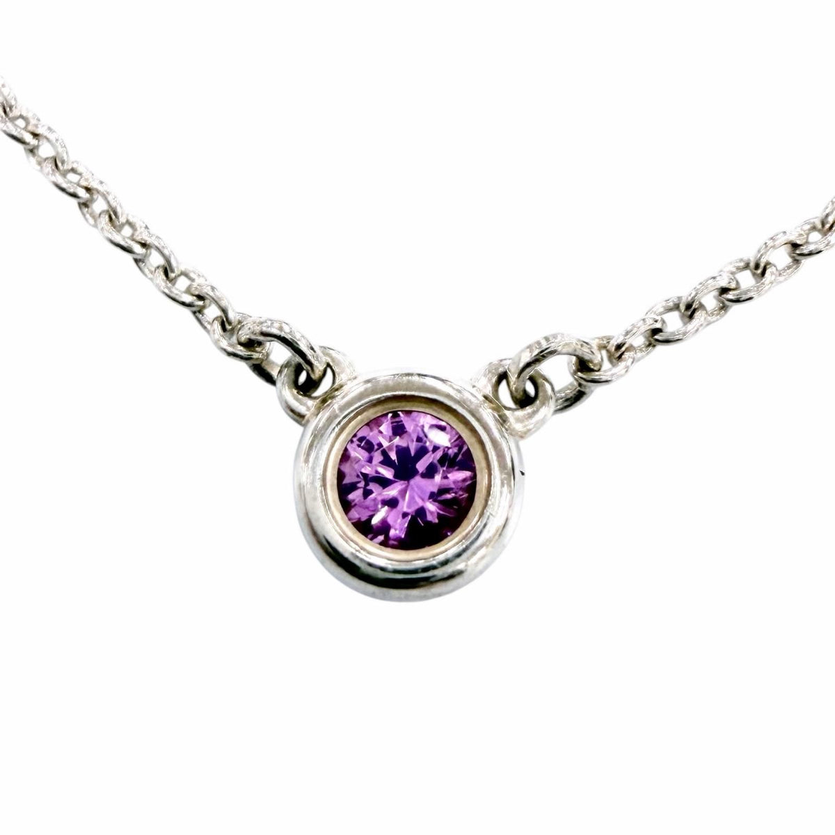 Tiffany & Co Elsa Peretti Color by the Yard Pendant 925 Pink Sapphire Silver