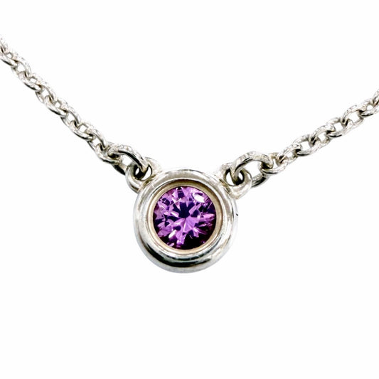 Tiffany & Co Elsa Peretti Color by the Yard Pendant 925 Pink Sapphire Silver