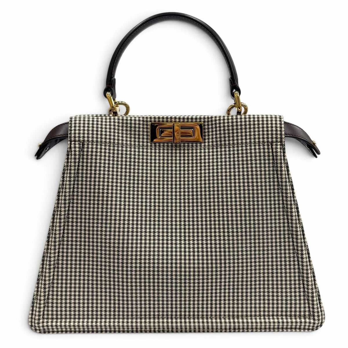 Fendi Peekaboo ISeeU Medium Canvas Houndstooth Lining Zucca Pattern Leather — view 4