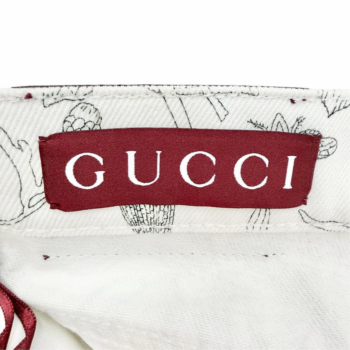 Gucci Cotton 100% Logo Leather Patch Floral Print Pants White Multicolor 24 — view 8