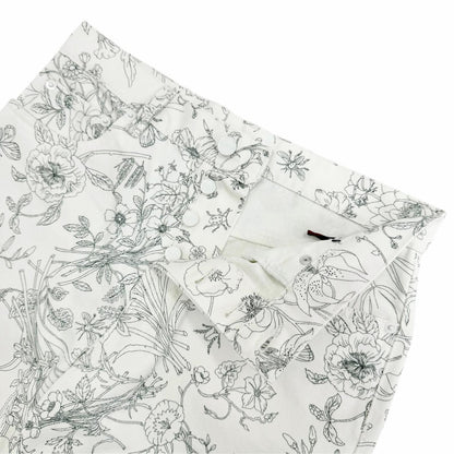 Gucci Cotton 100% Logo Leather Patch Floral Print Pants White Multicolor 24 — view 5