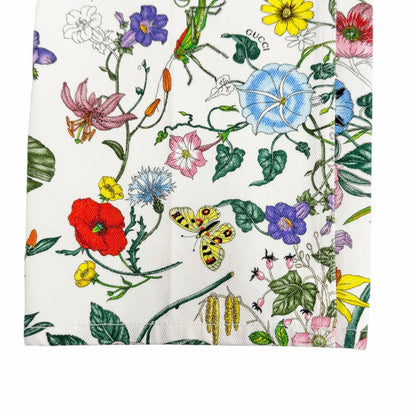 Gucci Cotton 100% Logo Leather Patch Floral Print Pants White Multicolor 24 — view 6