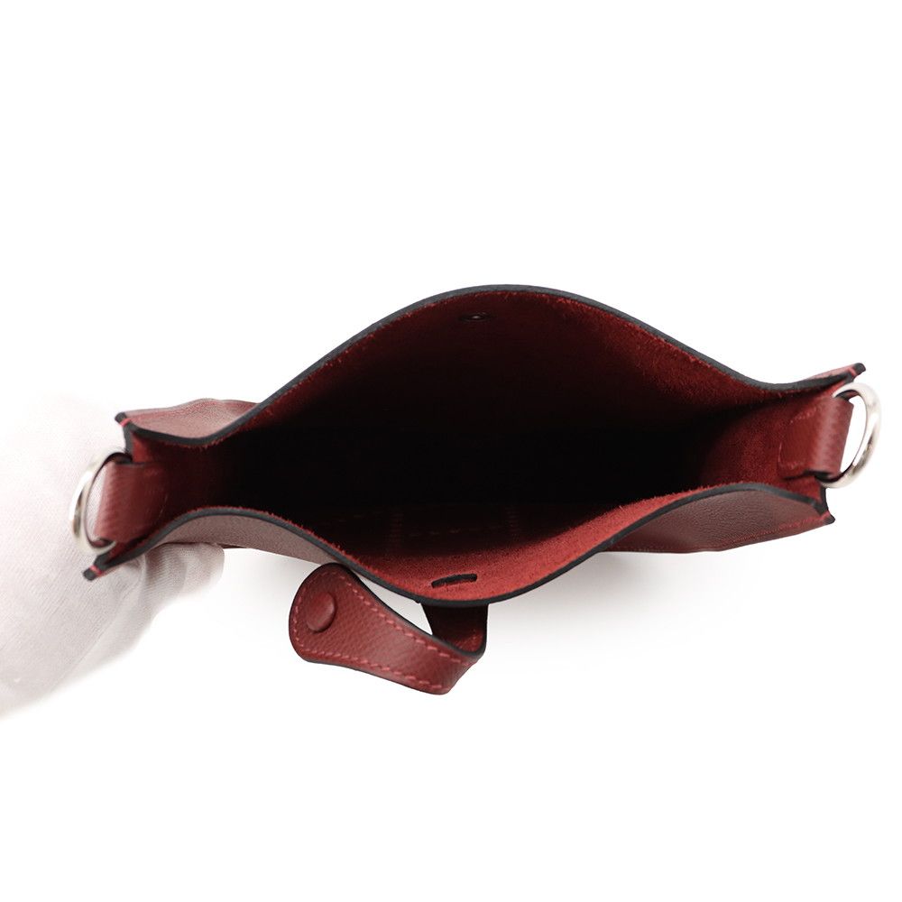 Hermes Shoulder Bag Evelyne TPM Sellier Rouge Ash Silver Epsom — view 4