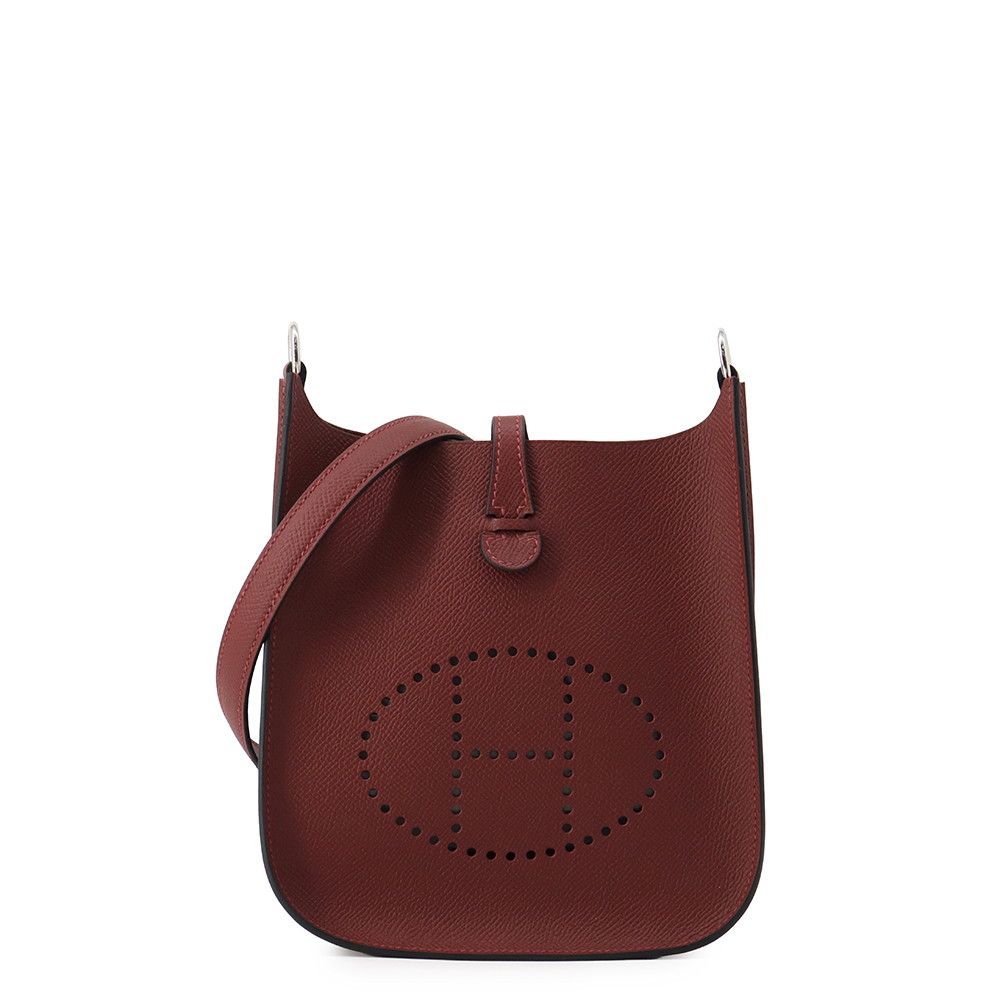 Hermes Shoulder Bag Evelyne TPM Sellier Rouge Ash Silver Epsom