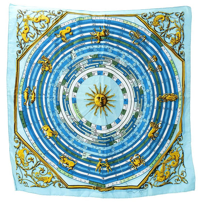Hermes Scarf Carre 90 Dies Et Hore Astrology Silk Blue Large Constellation