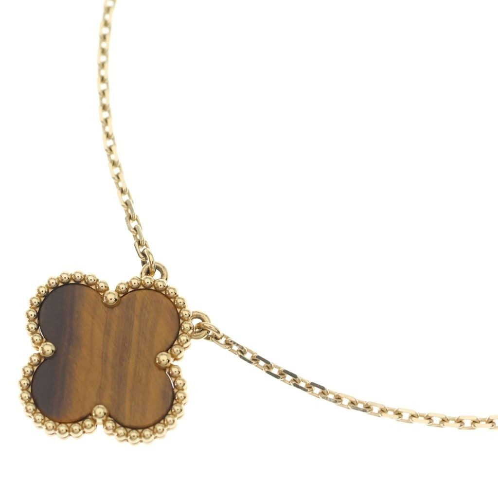 Van Cleef & Arpels Vintage Alhambra Tiger's Eye Pendant Chain Yellow