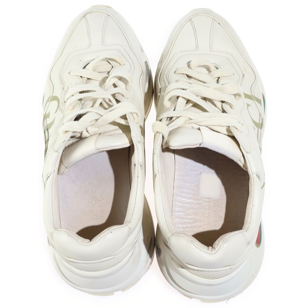 Gucci Logo Print Leather Low-Top Sneakers Ivory — view 4