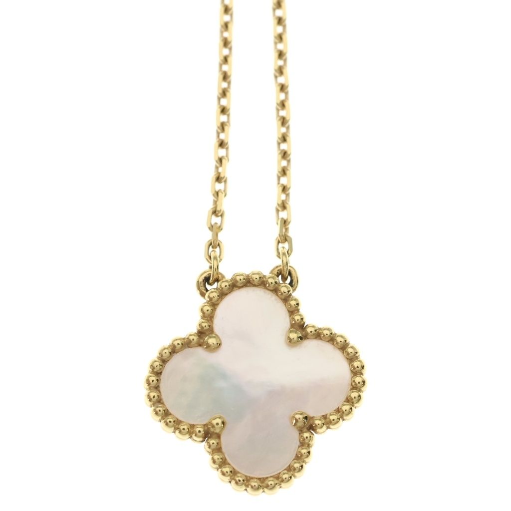 Van Cleef & Arpels Vintage Alhambra Mother of Pearl Necklace 18k Yellow Gold — view 3