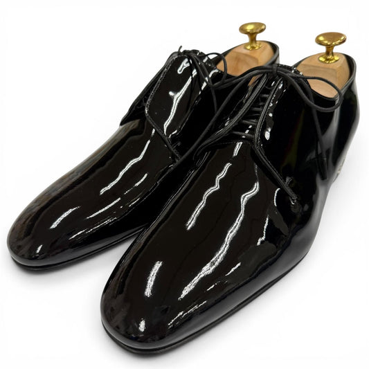 Louis Vuitton Patent Leather Monogram Flower Dress Shoes Black