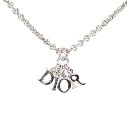 Dior Vintage Logo Necklace Metal Silver Genus Simple