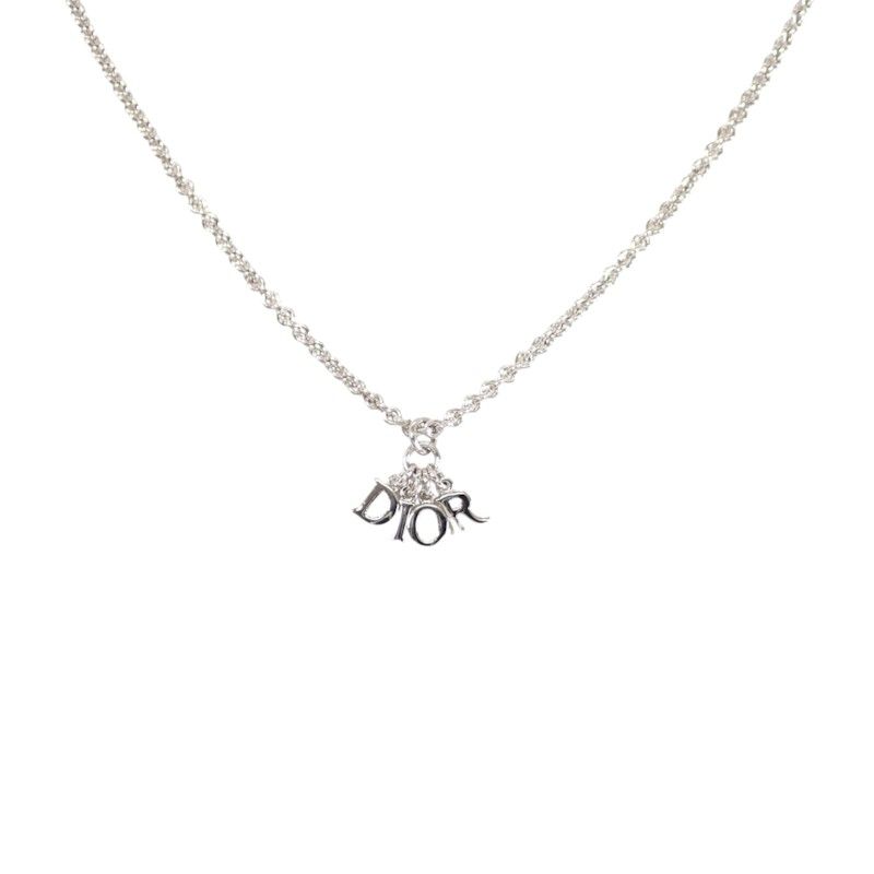 Dior Vintage Logo Necklace Metal Silver Genus Simple — view 2