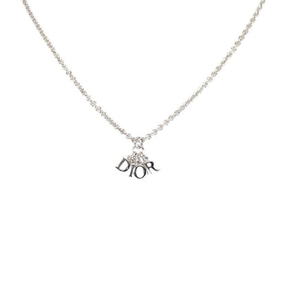 Dior Vintage Logo Necklace Metal Silver Genus Simple — view 2