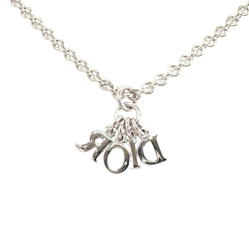 Dior Vintage Logo Necklace Metal Silver Genus Simple — view 5